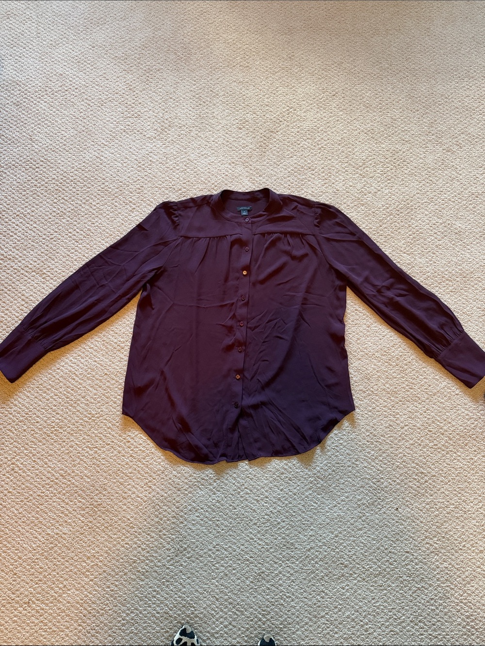 Ann Taylor Button-Front Blouse in Deep Plum